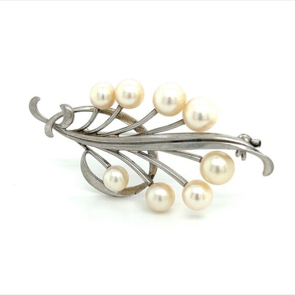 Mikimoto Estate Akoya Pearl Brooch Pin Sterling Silver 7.10 mm M277 - Picture 12 of 12